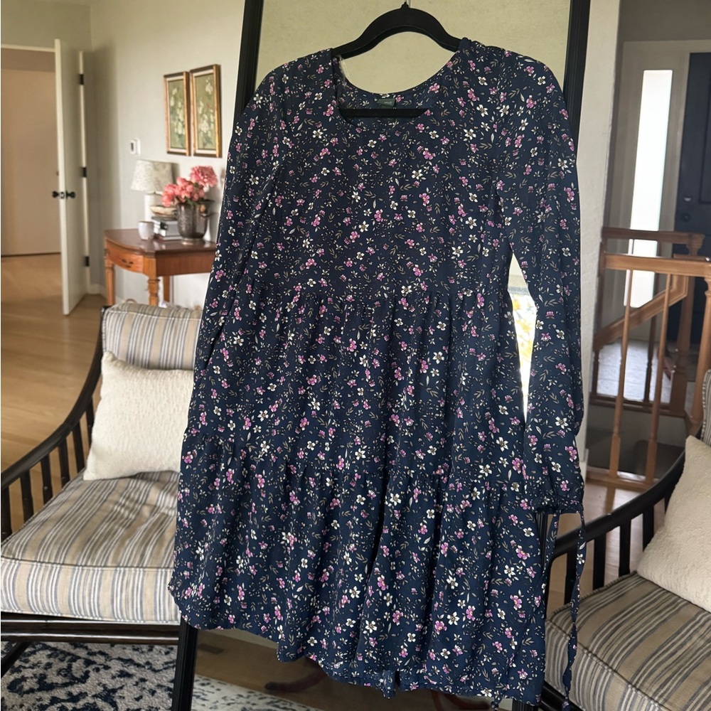Wild Fable Navy Floral Babydoll Mini Dress Size XS